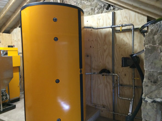 Biomass buffer tank during installation