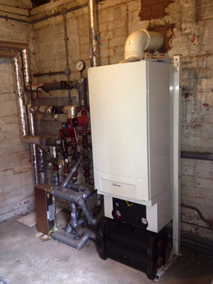 A Worcester Bosch GB162 installation in Wrexham town centre