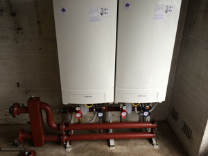 Twin boilers during installation