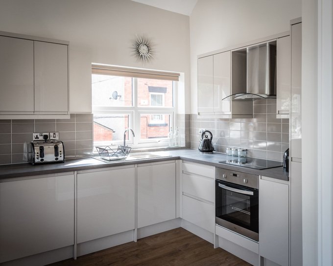 Fitted kitchen in white